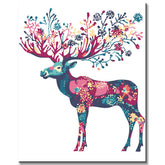 Paint by Numbers for Adults Animals Moose Flowers